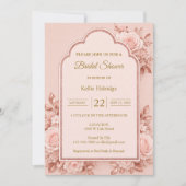 Invitation Fête de mariage Floral Or Rose (Devant)