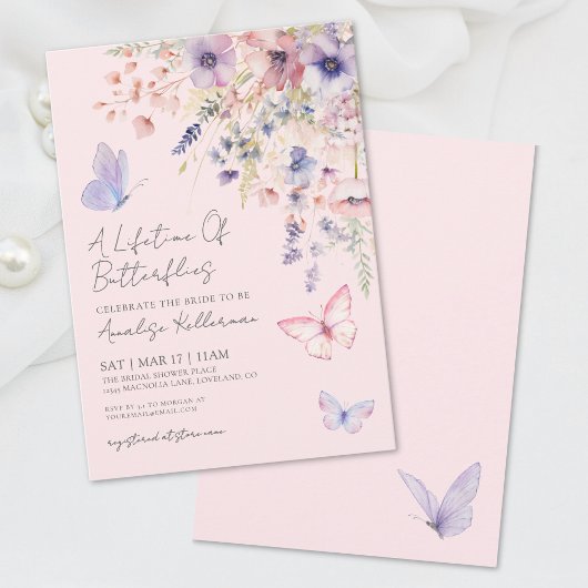 Invitation Fête de mariage floral papillon