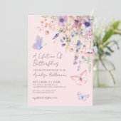 Invitation Fête de mariage floral papillon (Debout devant)