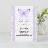 Invitation Fête de mariage floral Papillon Violet Lavande (Debout devant)