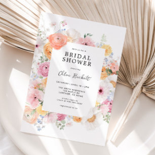 Invitation Fête de mariage floral pastel coloré