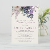 Invitation Fête de mariage floral pourpre élégant (Debout devant)