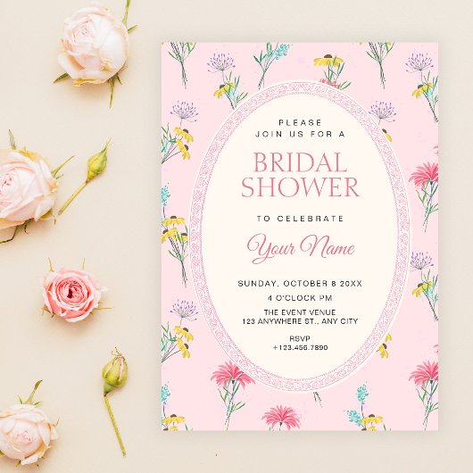 Invitation Fête de mariage floral rose