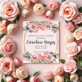 Invitation Fête de mariage floral rose