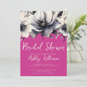 Invitation Fête de mariage floral rose (Debout devant)