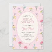 Invitation Fête de mariage floral rose (Devant)