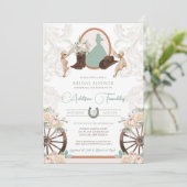 Invitation Fête de mariage floral rose blanc occidental vert  (Debout devant)