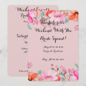 Invitation Fête de mariage floral rose botanique (Devant / Derrière)