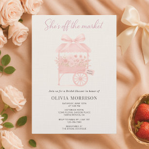 Invitation Fête de mariage floral rose Elle est hors du march