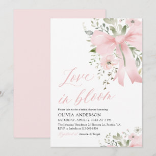 Invitation Fête de mariage floral rose moderne en plein épano