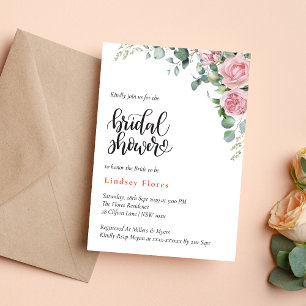 Invitation Fête de mariage floral rose pâle éthéré