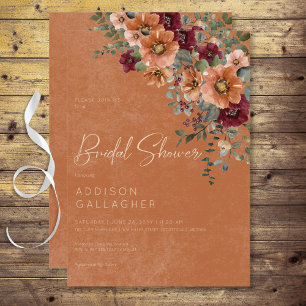 Invitation Fête de mariage Floral Rustique d'Automne Rust & V