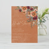 Invitation Fête de mariage Floral Rustique d'Automne Rust & V (Debout devant)