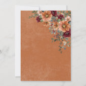 Invitation Fête de mariage Floral Rustique d'Automne Rust & V (Dos)