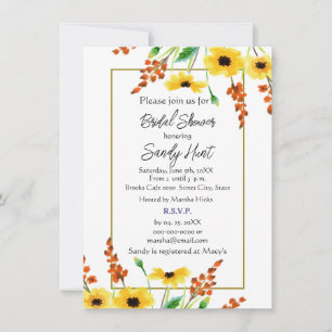 Invitation Fête de mariage floral tournesol aquarelle