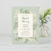 Invitation Fête de mariage floral vert pastel (Debout devant)