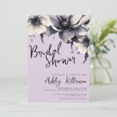 Invitation Fête de mariage Floral Violet (Debout devant)
