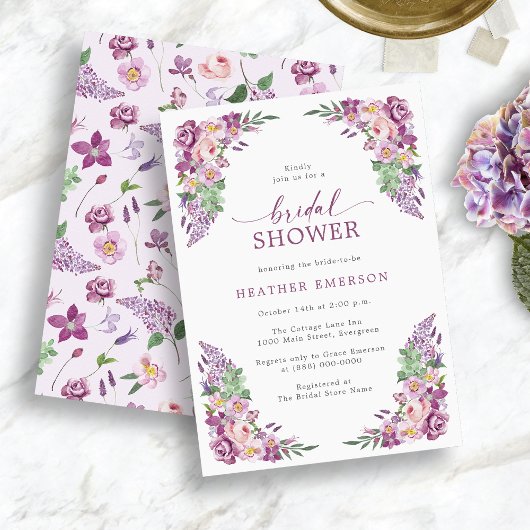 Invitation Fête de mariage floral violet
