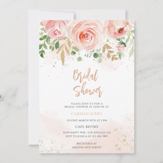 Invitation Fête de mariage Florale (Devant)