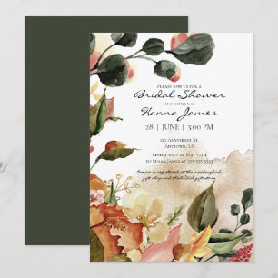 Invitation Fête de Mariage Florale à l'Aquarelle d'Automne
