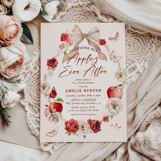Invitation Fête de Mariage Florale Appley Ever After