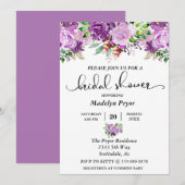 Invitation Fête de mariage Florale Aquarelle Lilas Violet (Devant / Derrière)