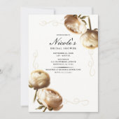Invitation Fête de Mariage Florale aux Ranunculus Crème et Bl (Devant)