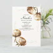 Invitation Fête de Mariage Florale aux Ranunculus Crème et Bl (Debout devant)