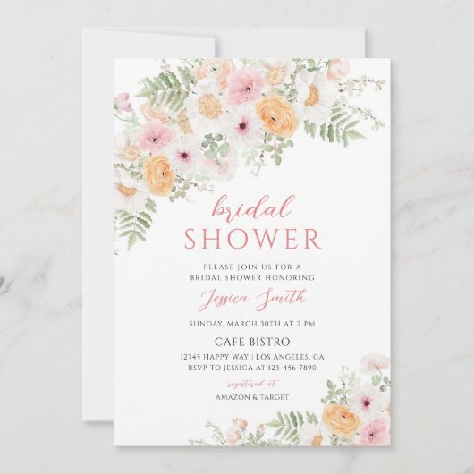 Invitation Fête de mariage florale de printemps (Devant)