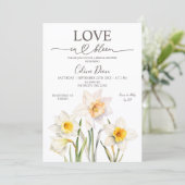 Invitation Fête de mariage florale de printemps Jonquille (Debout devant)