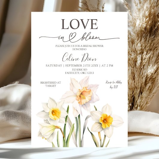 Invitation Fête de mariage florale de printemps Jonquille