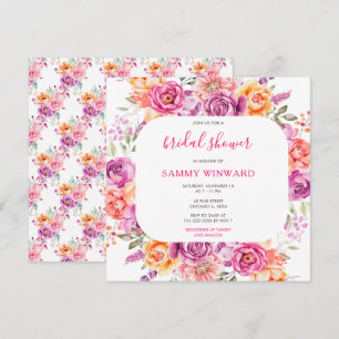 Invitation Fête de Mariage Florale d'Été Vibrante