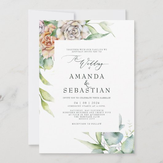 Invitation Fête de mariage florale d'hiver (Devant)