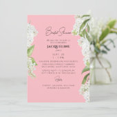 Invitation Fête de mariage florale d'hydrangea rose blanc en (Debout devant)