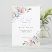 Invitation Fête de mariage Florale Élégante Hydrangea Bleu Ro (Debout devant)