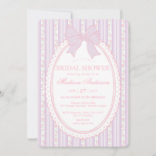 Invitation Fête de Mariage Florale Élégante Vintage Violet Pa
