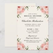 Invitation Fête de mariage Florale Rose (Devant / Derrière)