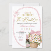Invitation Fête de mariage florale rose Coquette Daisy Printe (Devant)
