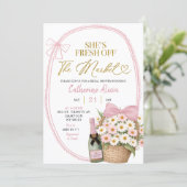 Invitation Fête de mariage florale rose Coquette Daisy Printe (Debout devant)