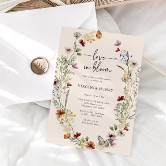 Invitation Fête de Mariage Florale Rustique