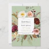 Invitation Fête de mariage florale verte campagne rustique (Devant)