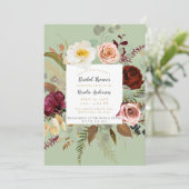 Invitation Fête de mariage florale verte campagne rustique (Debout devant)