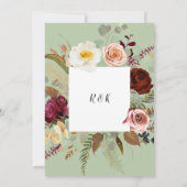 Invitation Fête de mariage florale verte campagne rustique (Dos)