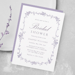 Invitation Fête de mariage français victorien lavande florale