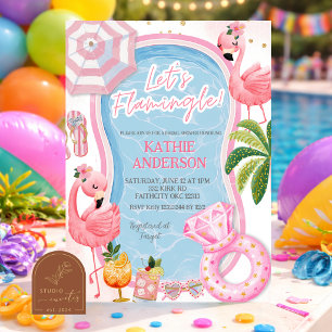 Invitation Fête de mariage Fun et Fantaisiste Flamant Rose Pi