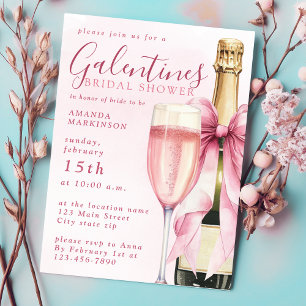 Invitation Fête de mariage Galentines aquarelle Champagne