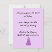 Invitation Fête de Mariage Gâteaux Violets (Dos)