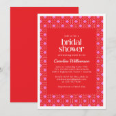 Invitation Fête de Mariage Géométrique Rose et Rouge Moderne  (Devant / Derrière)