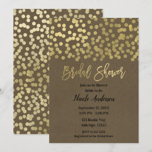 Invitation Fête de mariage Gold Moderne Chic Rustique Kraft