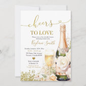 Invitation Fête de mariage Gold Wine Cheers to Love (Devant)